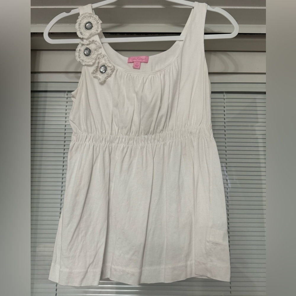 Lilly Pulitzer White Top with Crochet Accents